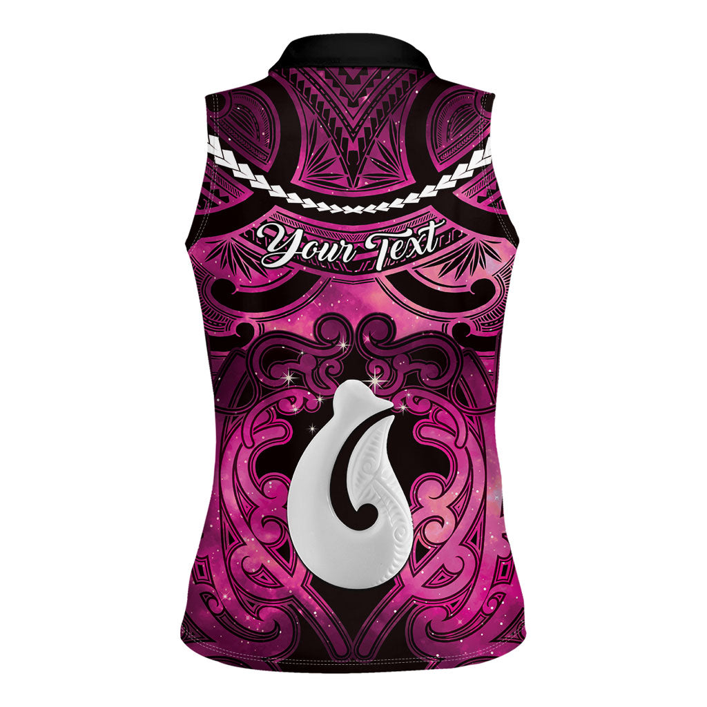 Personalised Maori Matariki Hei Matau Mawhero Women Sleeveless Polo Shirt Maori Kowhaiwhai Pattern Galaxy