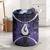 Maori Matariki Hei Matau Waiporoporo Laundry Basket Maori Kowhaiwhai Pattern Galaxy