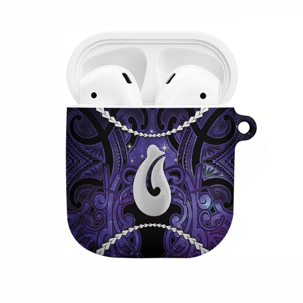 Maori Matariki Hei Matau Waiporoporo AirPods Case Maori Kowhaiwhai Pattern Galaxy