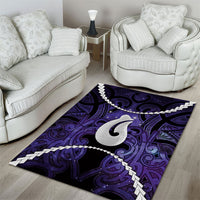 Maori Matariki Hei Matau Waiporoporo Area Rug Maori Kowhaiwhai Pattern Galaxy