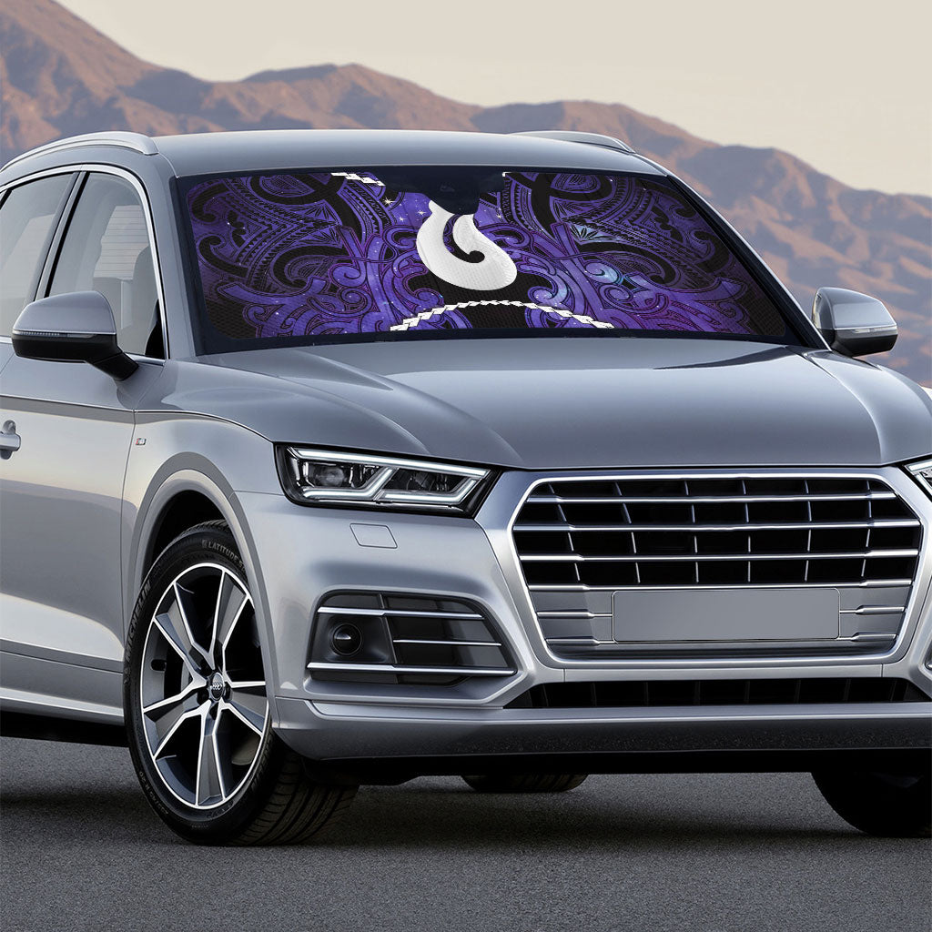 Maori Matariki Hei Matau Waiporoporo Auto Sun Shade Maori Kowhaiwhai Pattern Galaxy
