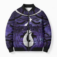 Personalised Maori Matariki Hei Matau Waiporoporo Bomber Puffer Jacket Maori Kowhaiwhai Pattern Galaxy