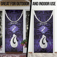 Personalised Maori Matariki Hei Matau Waiporoporo Door Cover Maori Kowhaiwhai Pattern Galaxy