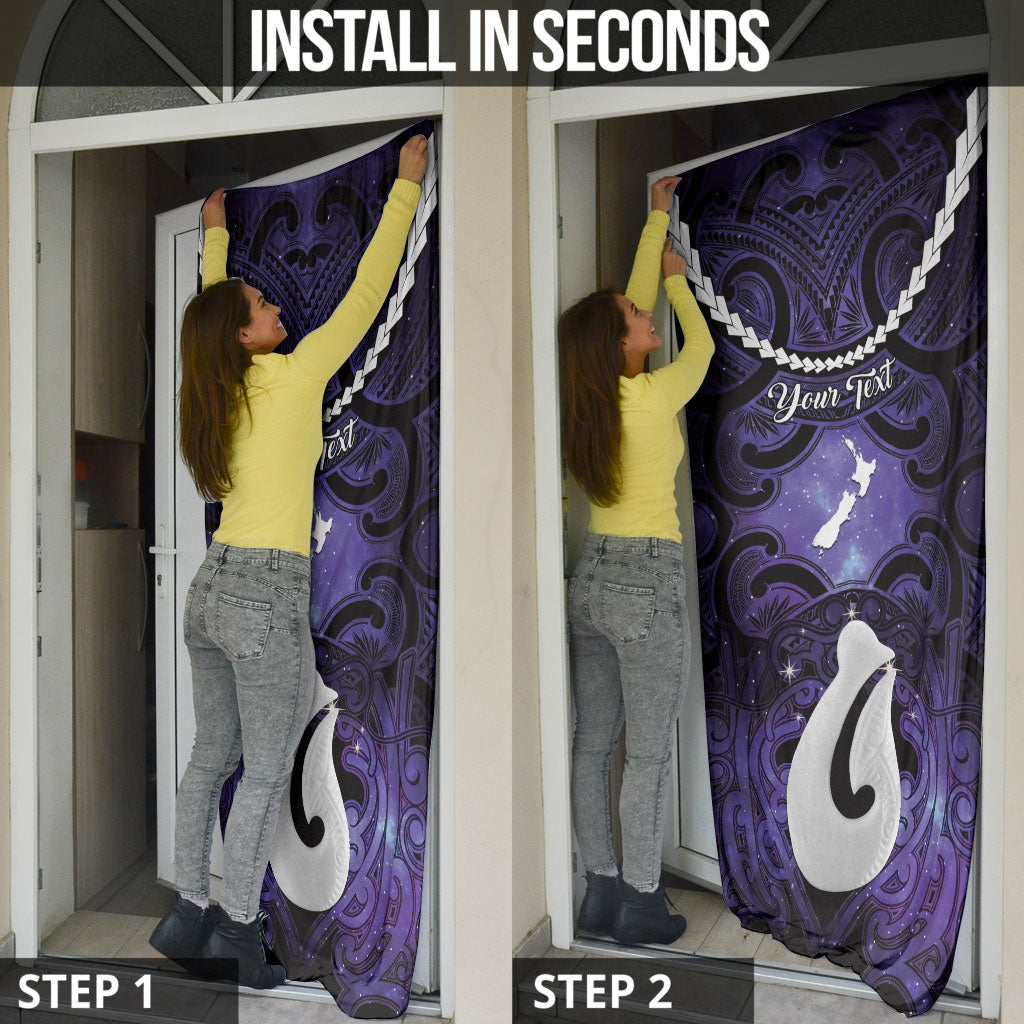 Personalised Maori Matariki Hei Matau Waiporoporo Door Cover Maori Kowhaiwhai Pattern Galaxy