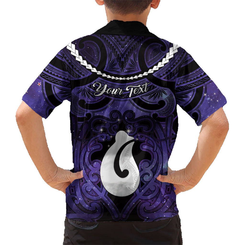 Personalised Maori Matariki Hei Matau Waiporoporo Family Matching Puletasi and Hawaiian Shirt Maori Kowhaiwhai Pattern Galaxy LT01 - Polynesian Pride