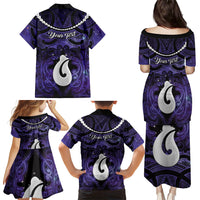 Personalised Maori Matariki Hei Matau Waiporoporo Family Matching Puletasi and Hawaiian Shirt Maori Kowhaiwhai Pattern Galaxy LT01 - Polynesian Pride