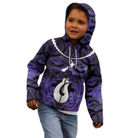 Personalised Maori Matariki Hei Matau Waiporoporo Kid Hoodie Maori Kowhaiwhai Pattern Galaxy