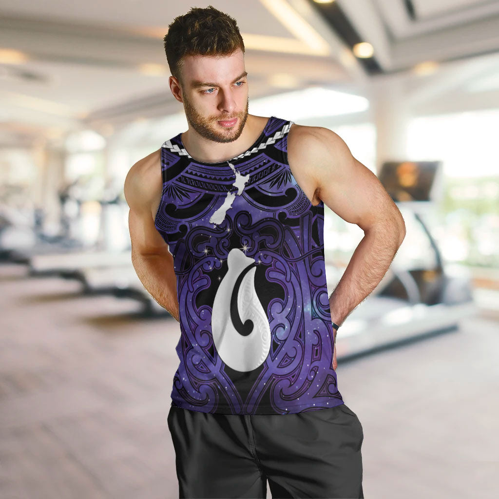Personalised Maori Matariki Hei Matau Waiporoporo Men Tank Top Maori Kowhaiwhai Pattern Galaxy
