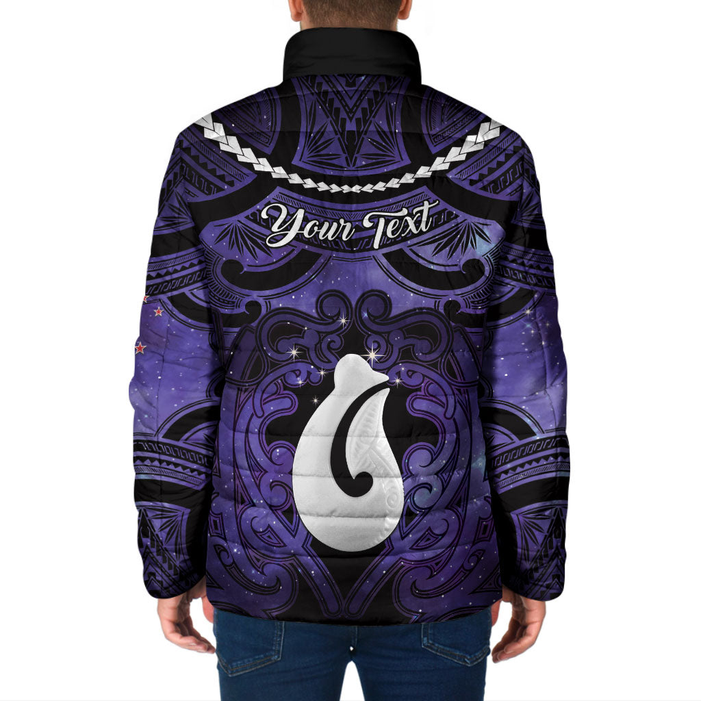 Personalised Maori Matariki Hei Matau Waiporoporo Padded Jacket Maori Kowhaiwhai Pattern Galaxy