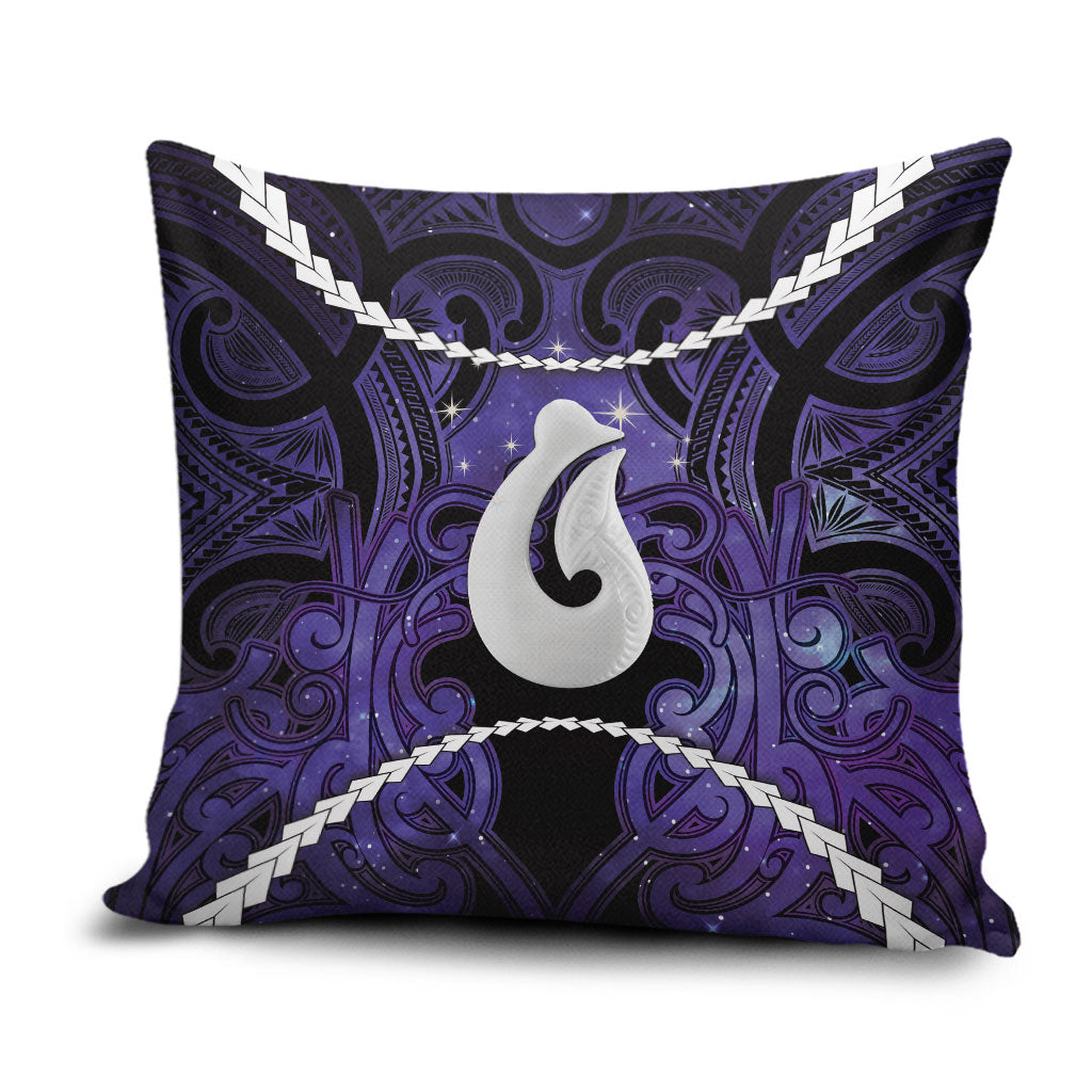 Maori Matariki Hei Matau Waiporoporo Pillow Cover Maori Kowhaiwhai Pattern Galaxy