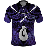 Personalised Maori Matariki Hei Matau Waiporoporo Polo Shirt Maori Kowhaiwhai Pattern Galaxy