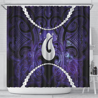 Maori Matariki Hei Matau Waiporoporo Shower Curtain Maori Kowhaiwhai Pattern Galaxy