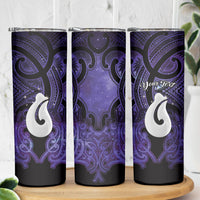 Personalised Maori Matariki Hei Matau Waiporoporo Skinny Tumbler Maori Kowhaiwhai Pattern Galaxy