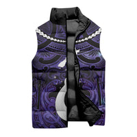 Personalised Maori Matariki Hei Matau Waiporoporo Sleeveless Puffer Jacket Maori Kowhaiwhai Pattern Galaxy