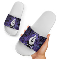 Maori Matariki Hei Matau Waiporoporo Slide Sandals Maori Kowhaiwhai Pattern Galaxy