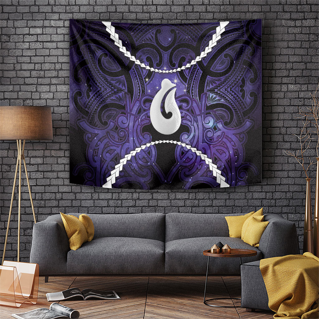 Maori Matariki Hei Matau Waiporoporo Tapestry Maori Kowhaiwhai Pattern Galaxy