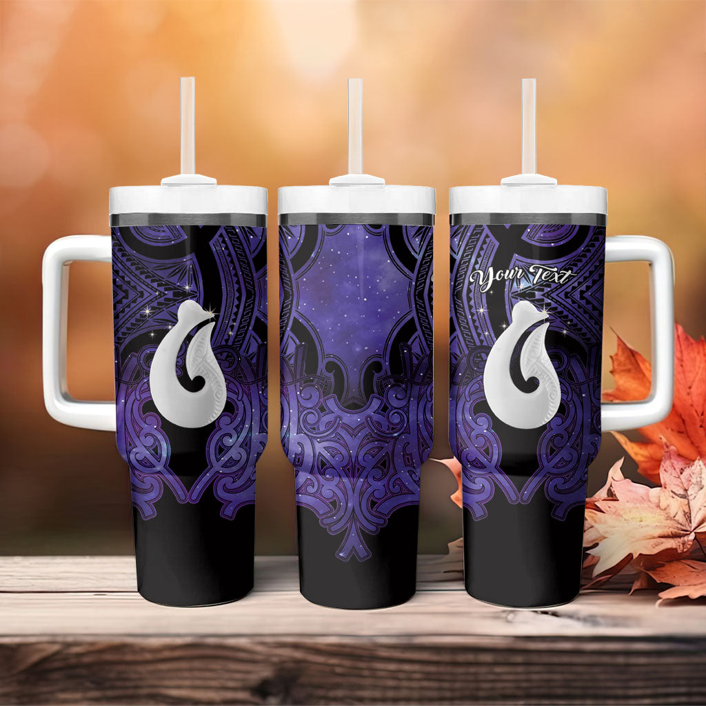 Personalised Maori Matariki Hei Matau Waiporoporo Tumbler With Handle Maori Kowhaiwhai Pattern Galaxy