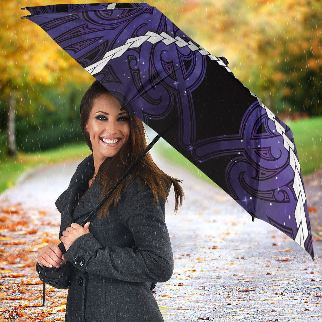 Maori Matariki Hei Matau Waiporoporo Umbrella Maori Kowhaiwhai Pattern Galaxy