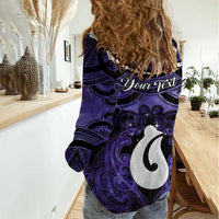 Personalised Maori Matariki Hei Matau Waiporoporo Women Casual Shirt Maori Kowhaiwhai Pattern Galaxy
