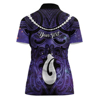 Personalised Maori Matariki Hei Matau Waiporoporo Women Polo Shirt Maori Kowhaiwhai Pattern Galaxy