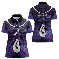 Personalised Maori Matariki Hei Matau Waiporoporo Women Polo Shirt Maori Kowhaiwhai Pattern Galaxy