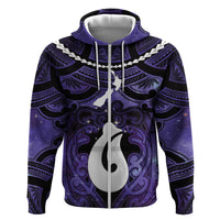 Personalised Maori Matariki Hei Matau Waiporoporo Zip Hoodie Maori Kowhaiwhai Pattern Galaxy