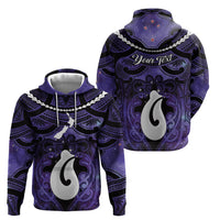 Personalised Maori Matariki Hei Matau Waiporoporo Zip Hoodie Maori Kowhaiwhai Pattern Galaxy