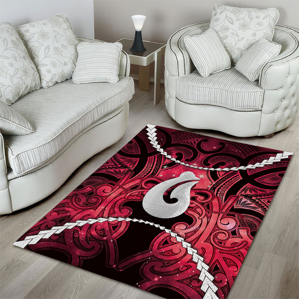 Maori Matariki Hei Matau Whero Area Rug Maori Kowhaiwhai Pattern Galaxy