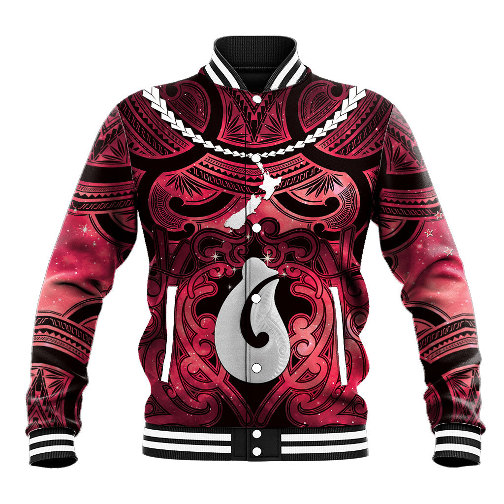 Personalised Maori Matariki Hei Matau Whero Baseball Jacket Maori Kowhaiwhai Pattern Galaxy