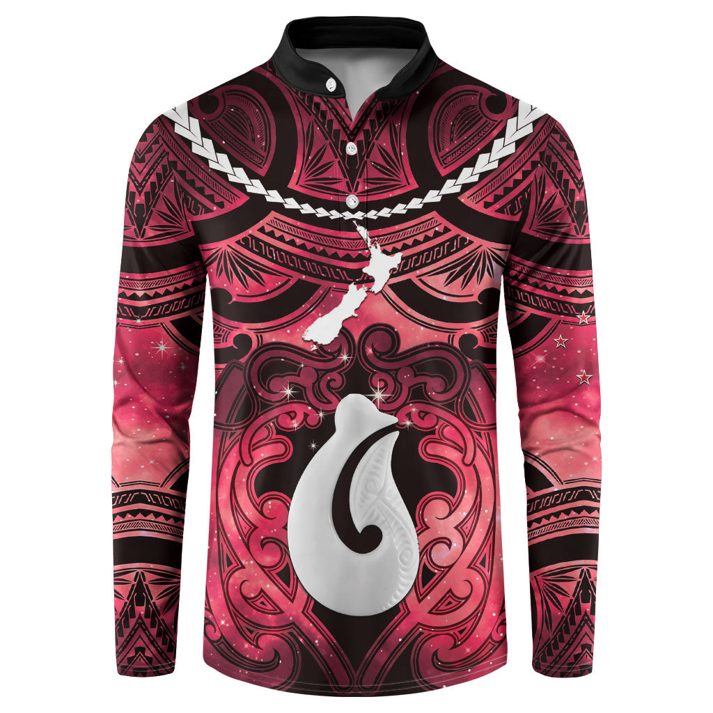 Personalised Maori Matariki Hei Matau Whero Button Sweatshirt Maori Kowhaiwhai Pattern Galaxy