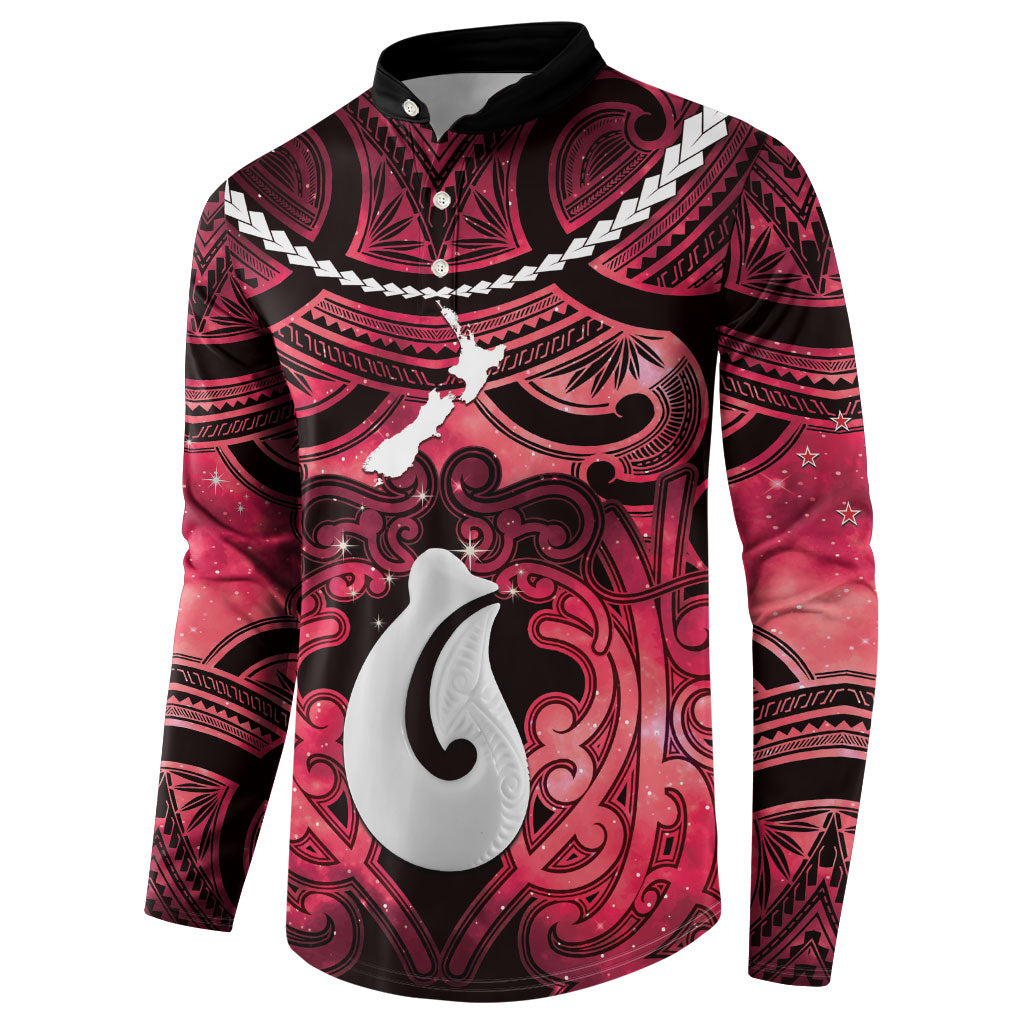 Personalised Maori Matariki Hei Matau Whero Button Sweatshirt Maori Kowhaiwhai Pattern Galaxy