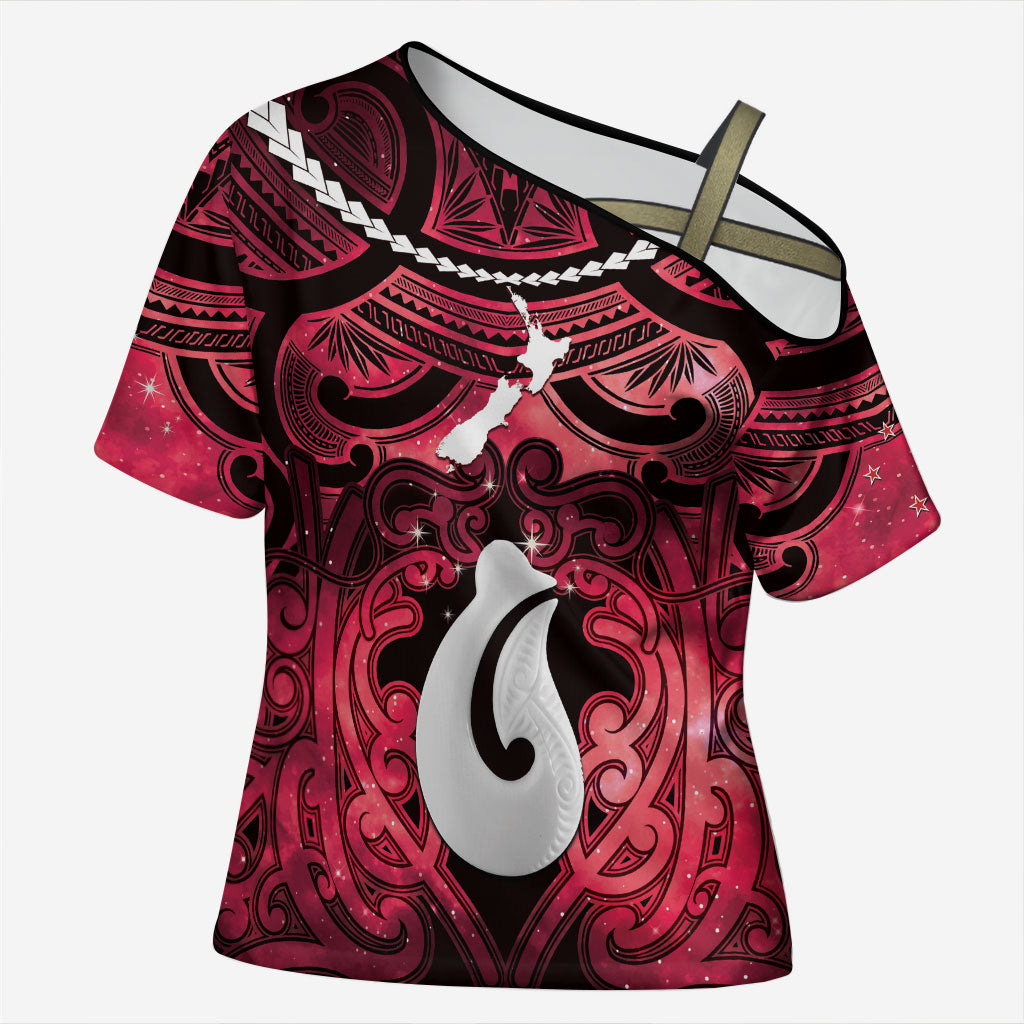 Personalised Maori Matariki Hei Matau Whero Cross Shoulder Shirt Maori Kowhaiwhai Pattern Galaxy