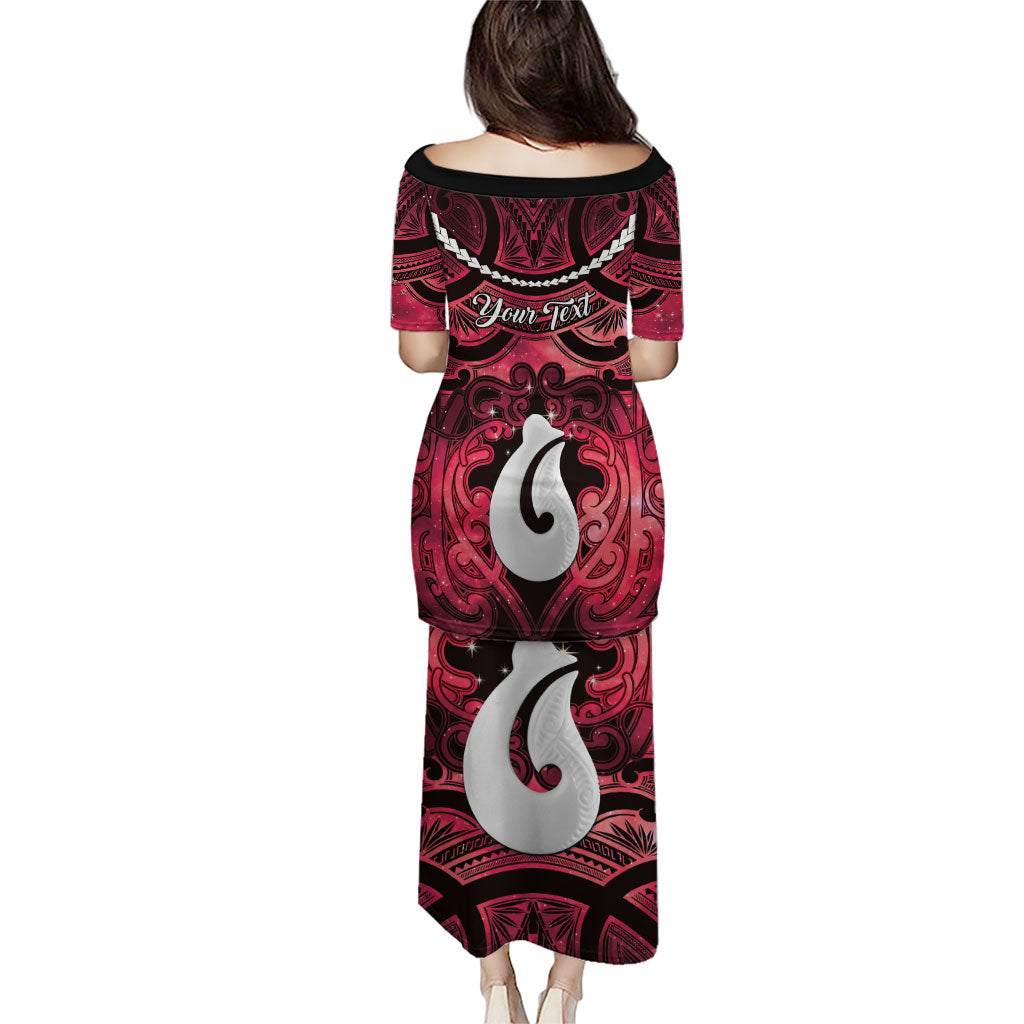 Personalised Maori Matariki Hei Matau Whero Family Matching Puletasi and Hawaiian Shirt Maori Kowhaiwhai Pattern Galaxy LT01 - Polynesian Pride