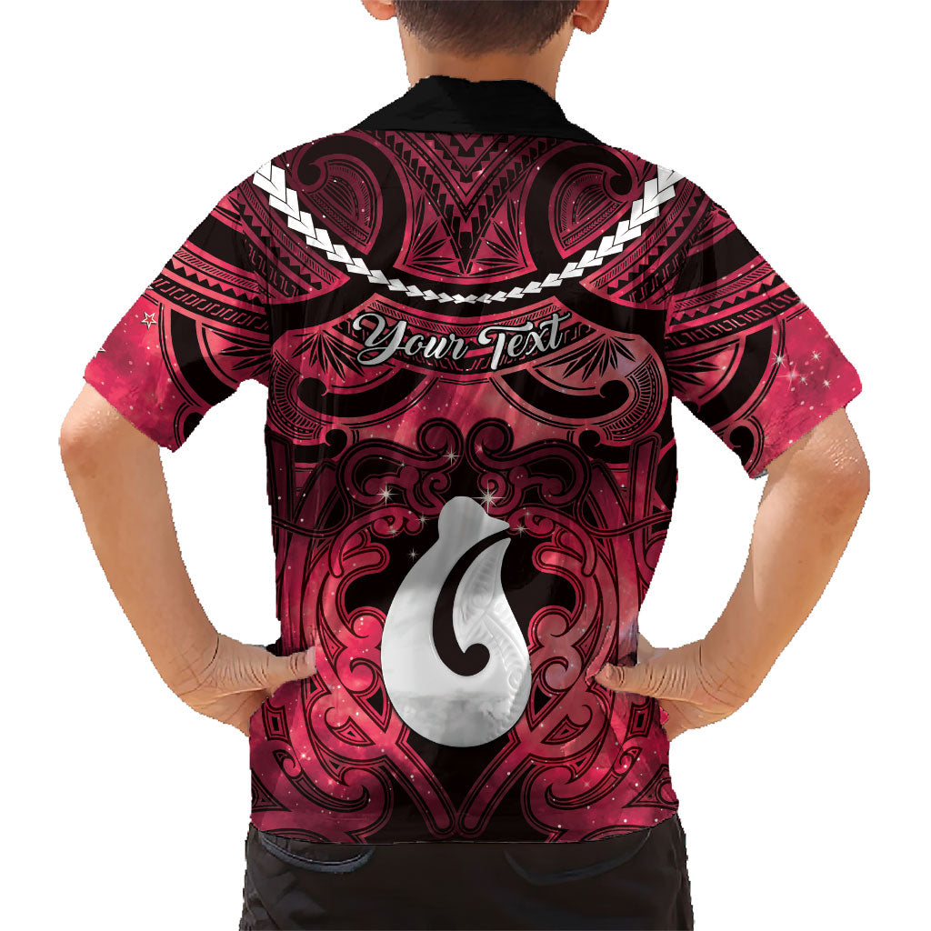 Personalised Maori Matariki Hei Matau Whero Family Matching Short Sleeve Bodycon Dress and Hawaiian Shirt Maori Kowhaiwhai Pattern Galaxy LT01 - Polynesian Pride