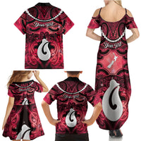 Personalised Maori Matariki Hei Matau Whero Family Matching Summer Maxi Dress and Hawaiian Shirt Maori Kowhaiwhai Pattern Galaxy LT01 - Polynesian Pride
