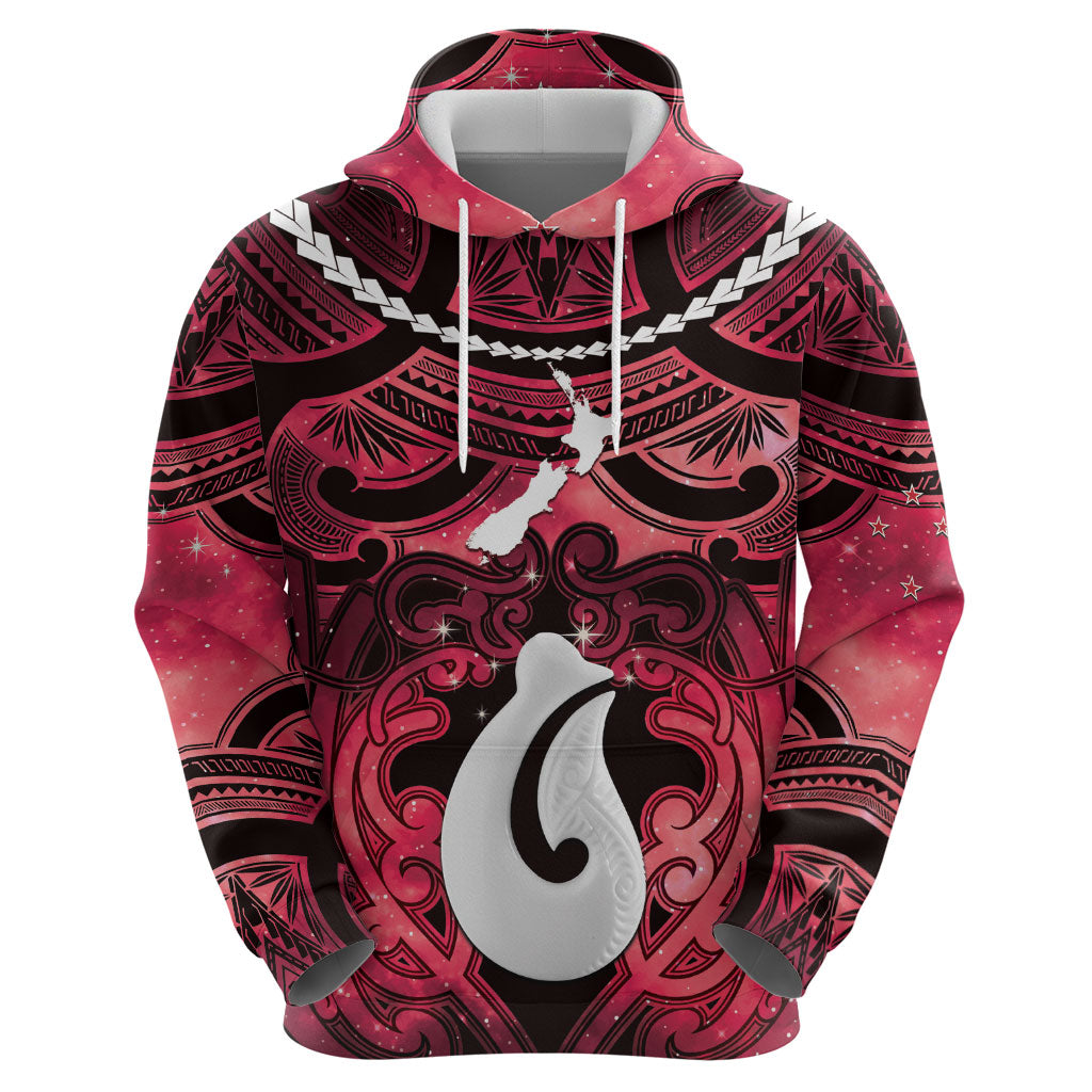 Personalised Maori Matariki Hei Matau Whero Hoodie Maori Kowhaiwhai Pattern Galaxy