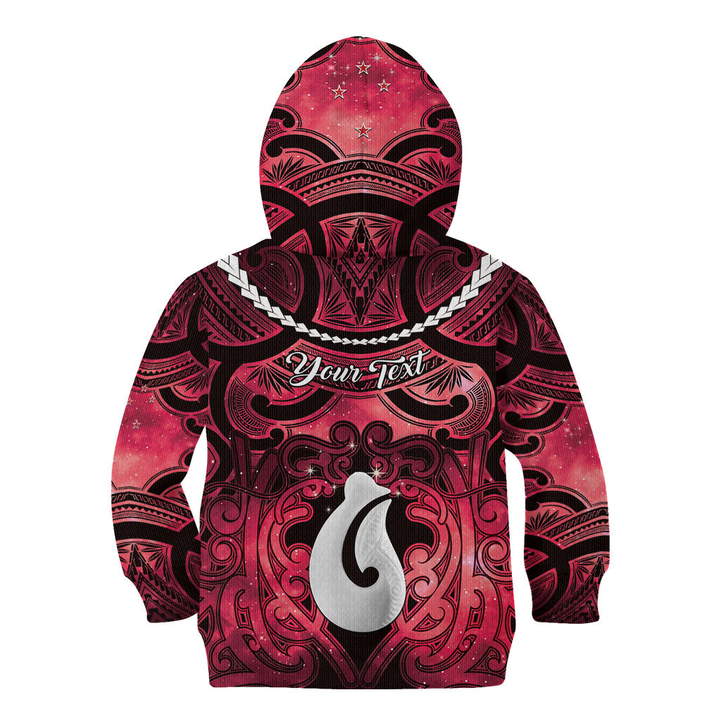 Personalised Maori Matariki Hei Matau Whero Kid Hoodie Maori Kowhaiwhai Pattern Galaxy