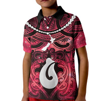 Personalised Maori Matariki Hei Matau Whero Kid Polo Shirt Maori Kowhaiwhai Pattern Galaxy