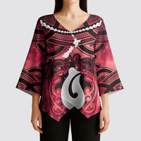 Personalised Maori Matariki Hei Matau Whero Kimono Sleeve Blouse Maori Kowhaiwhai Pattern Galaxy