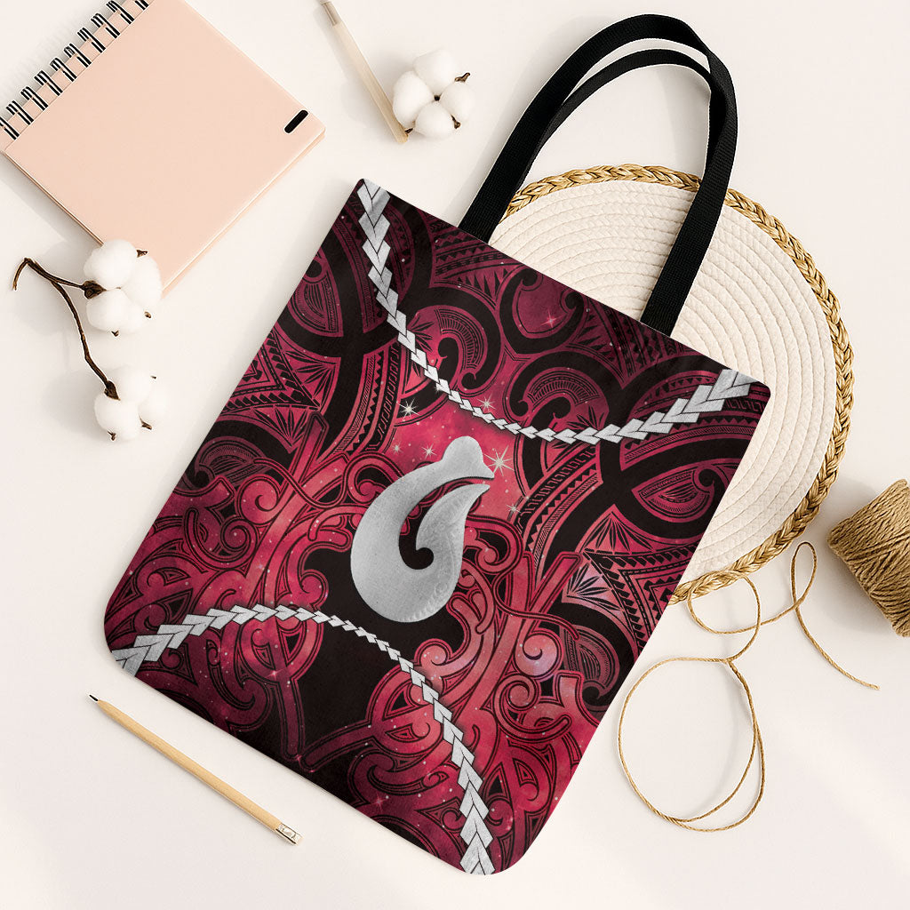 Maori Matariki Hei Matau Whero Tote Bag Maori Kowhaiwhai Pattern Galaxy