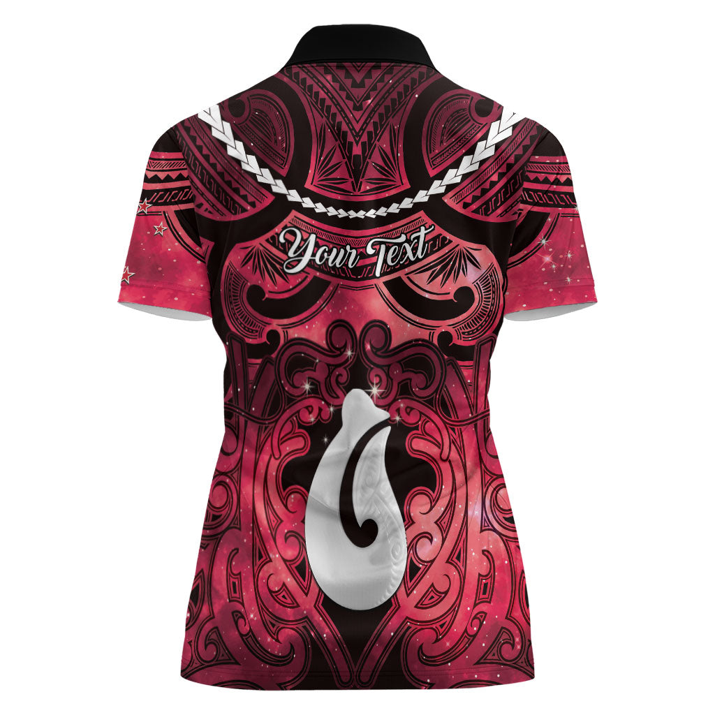 Personalised Maori Matariki Hei Matau Whero Women Polo Shirt Maori Kowhaiwhai Pattern Galaxy