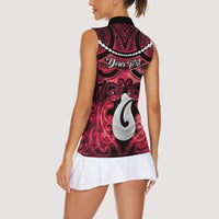 Personalised Maori Matariki Hei Matau Whero Women Sleeveless Polo Shirt Maori Kowhaiwhai Pattern Galaxy
