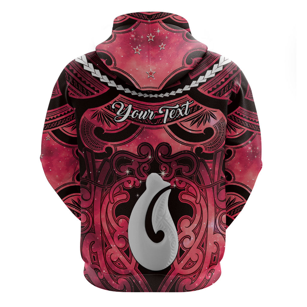 Personalised Maori Matariki Hei Matau Whero Zip Hoodie Maori Kowhaiwhai Pattern Galaxy
