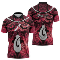 Personalised Maori Matariki Hei Matau Whero Zipper Polo Shirt Maori Kowhaiwhai Pattern Galaxy