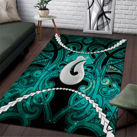 Maori Matariki Hei Matau Turquoise Area Rug Maori Kowhaiwhai Pattern Galaxy