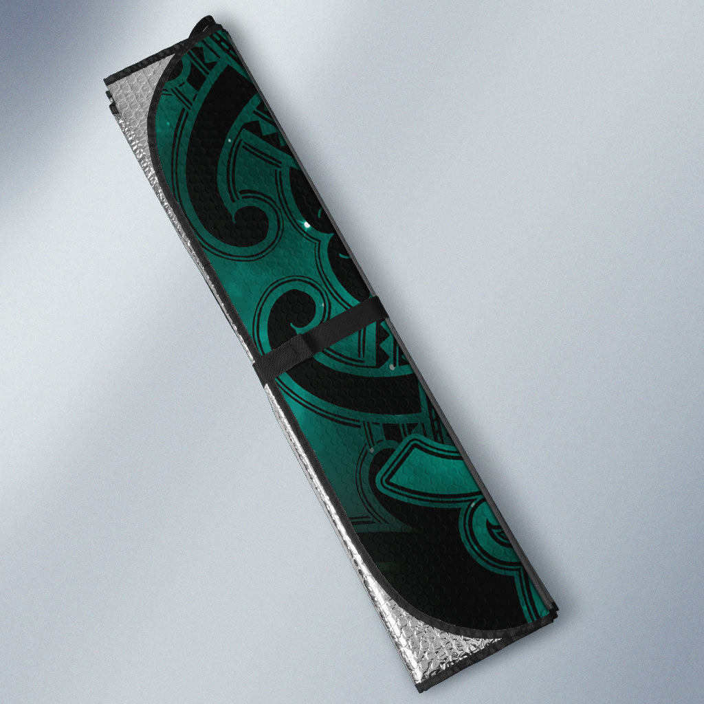 Maori Matariki Hei Matau Turquoise Auto Sun Shade Maori Kowhaiwhai Pattern Galaxy