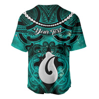 Personalised Maori Matariki Hei Matau Turquoise Baseball Jersey Maori Kowhaiwhai Pattern Galaxy