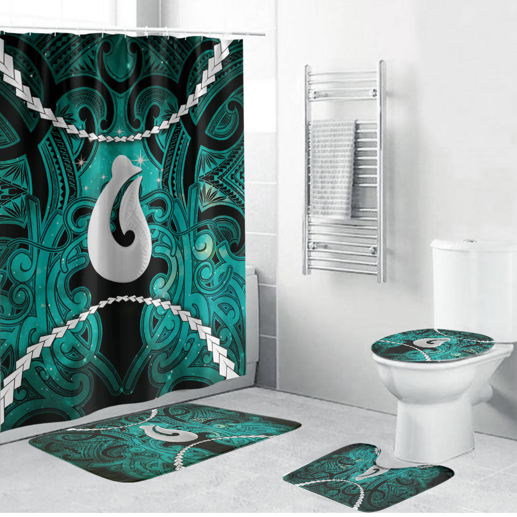 Maori Matariki Hei Matau Turquoise Bathroom Set Maori Kowhaiwhai Pattern Galaxy