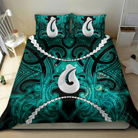 Maori Matariki Hei Matau Turquoise Bedding Set Maori Kowhaiwhai Pattern Galaxy