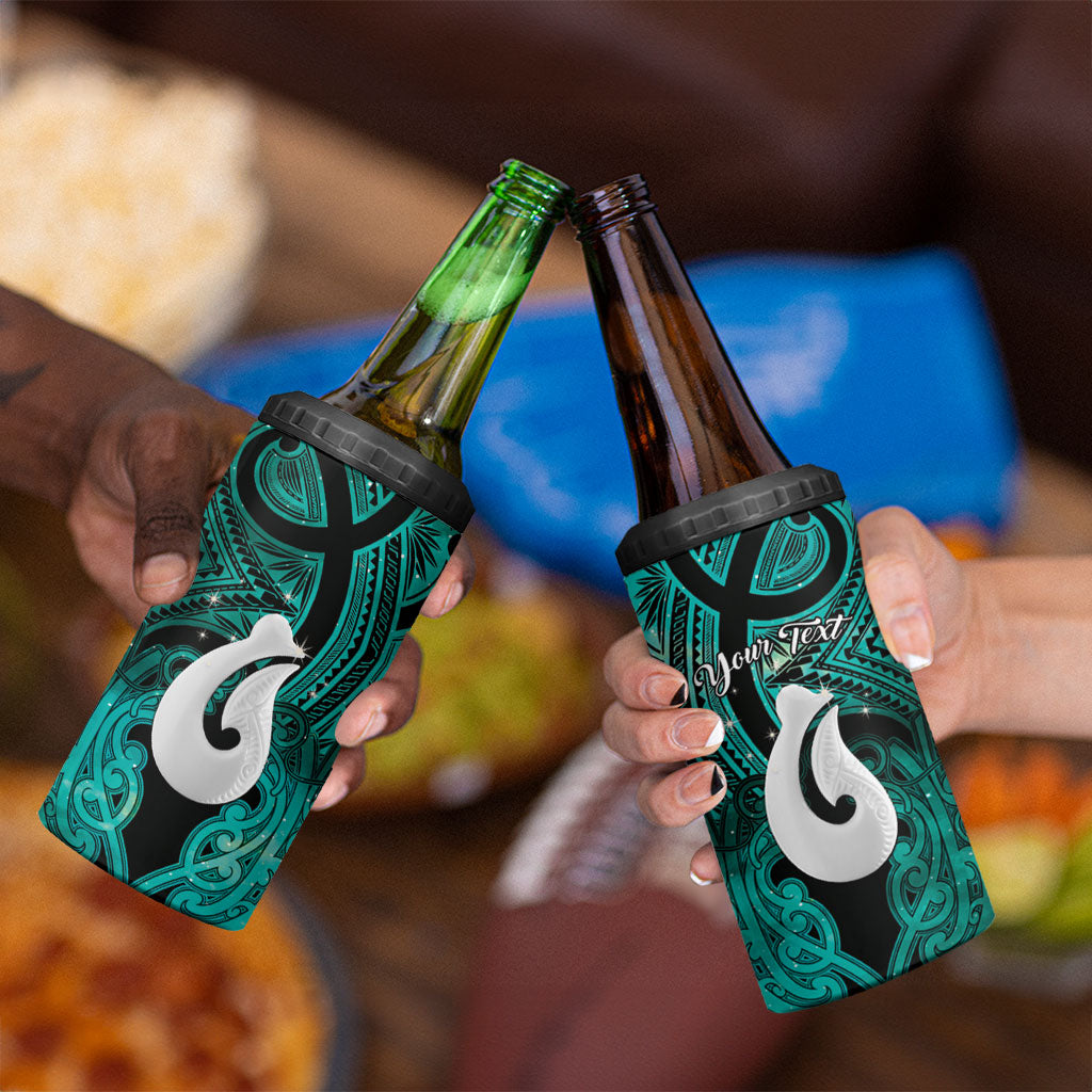Personalised Maori Matariki Hei Matau Turquoise 4 in 1 Can Cooler Tumbler Maori Kowhaiwhai Pattern Galaxy